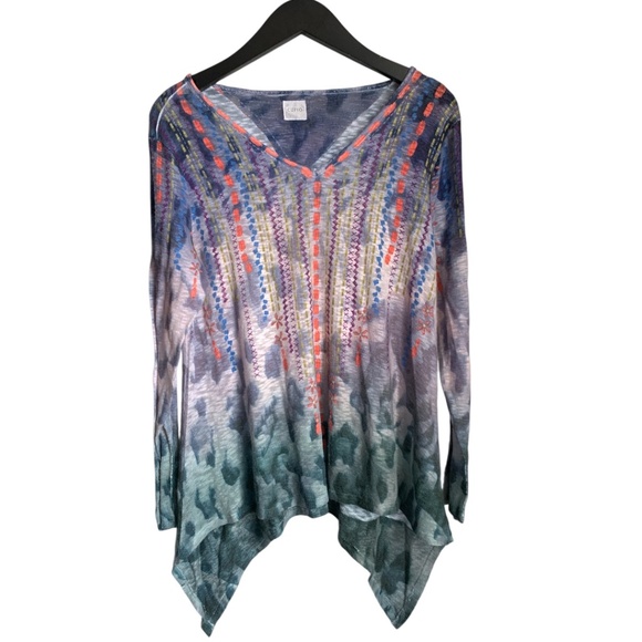 Cupio Women's Sweater Tunic Top Size Large Abstract Embellished Blouse Festival - Picture 1 of 5